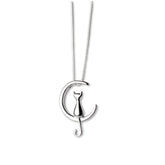 Collier Chat Lune (Argent 925)