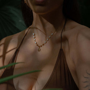 Collier Soleil avec Perles (Plaqué Or)