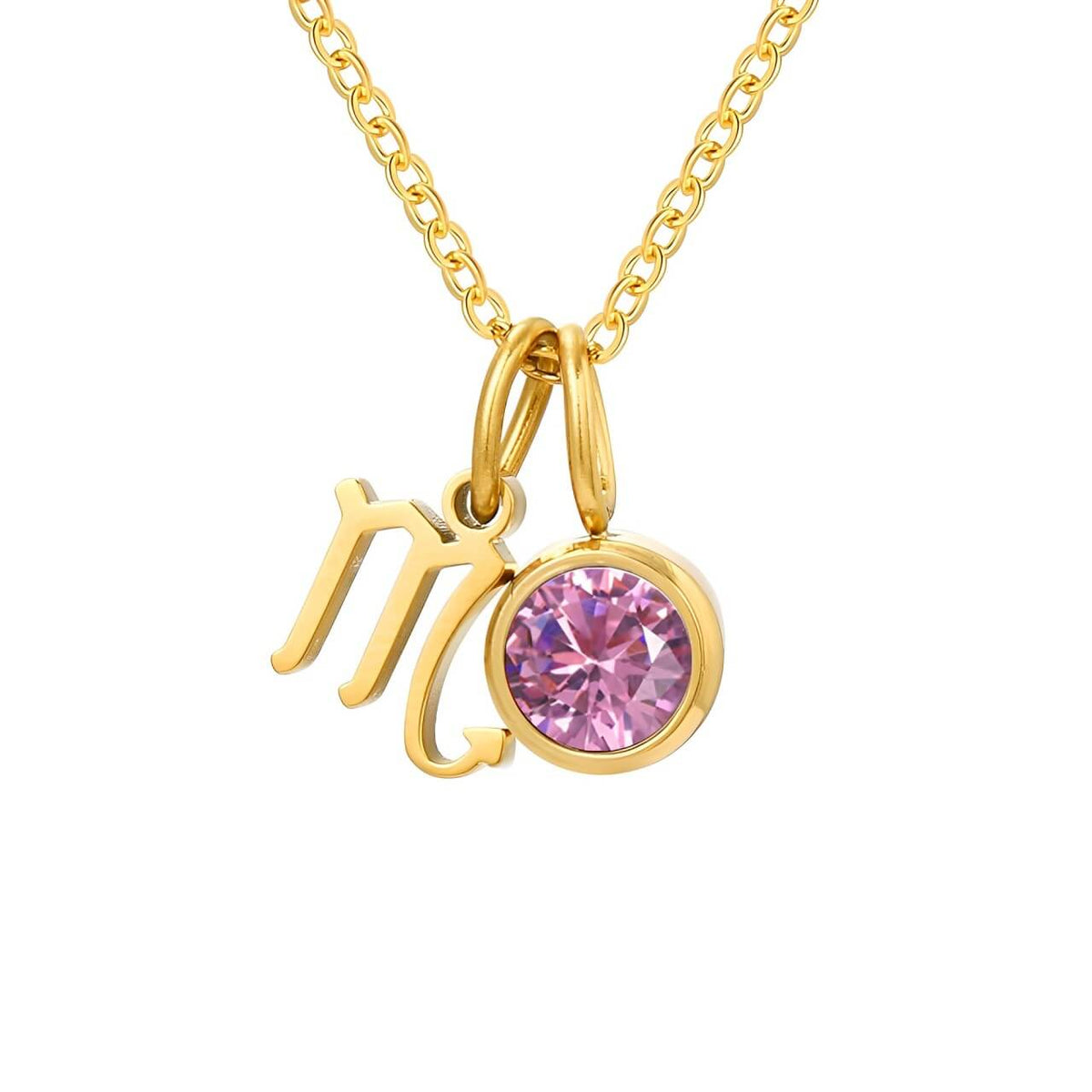 Collier Signes avec Pierres de Naissance (Plaqué Or)