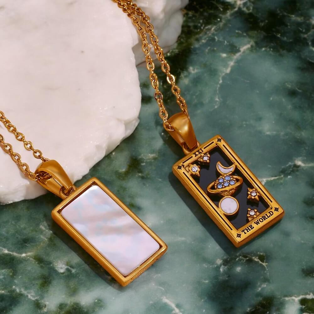 Collection Tarot - Colliers avec Pendentifs des Cartes (Plaqué Or)