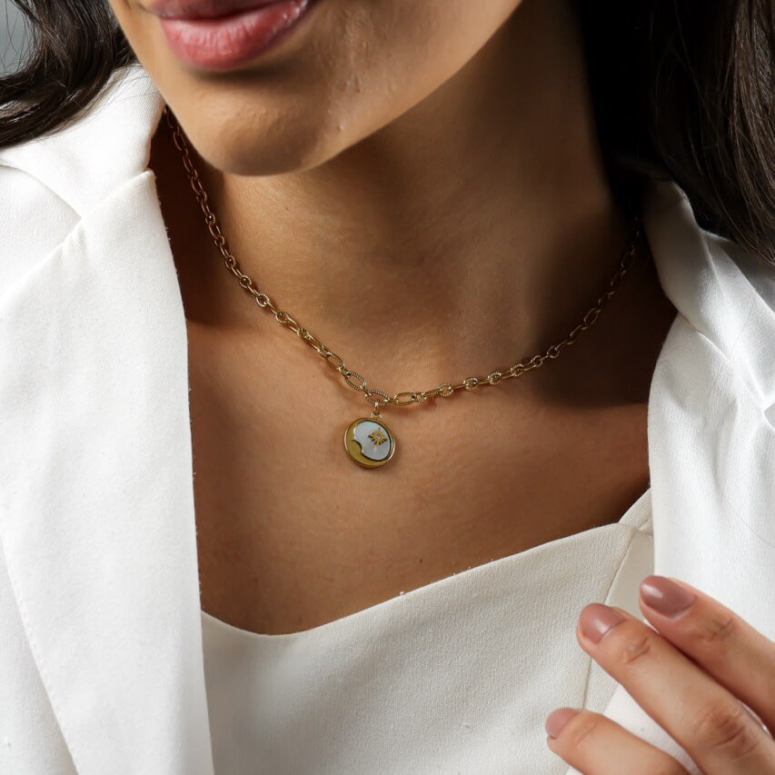 Collier Marseille Soleil et Lune (Plaqué Or)