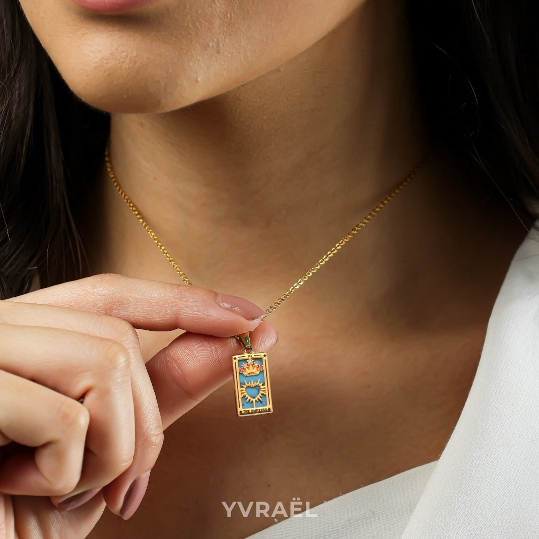 Collier Carte De Tarot Rétro Avec Pendentif – Bijou Mystique Réglable Pour Femme Et Homme