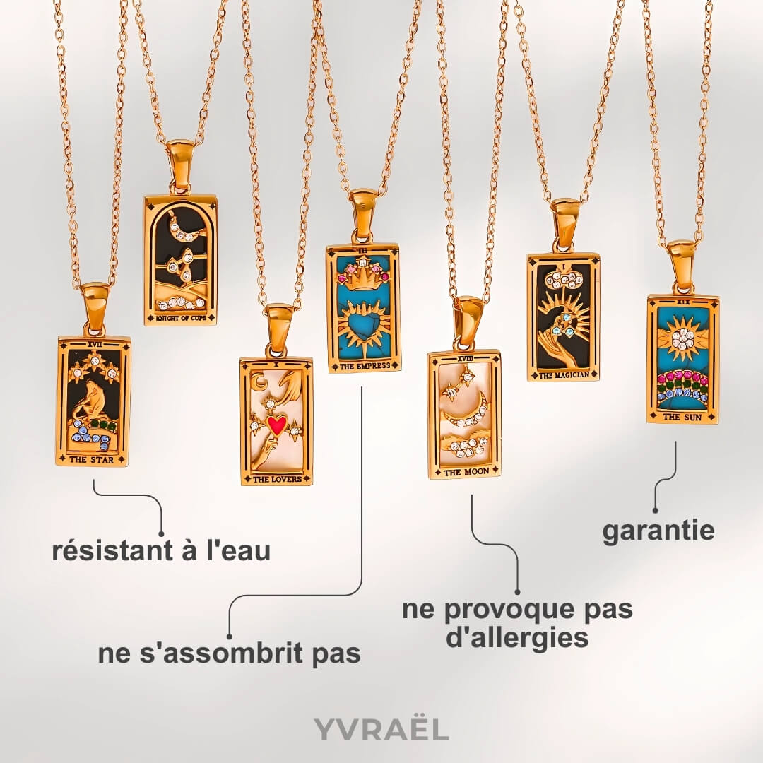 Collection Tarot - Colliers avec Pendentifs des Cartes (Plaqué Or)