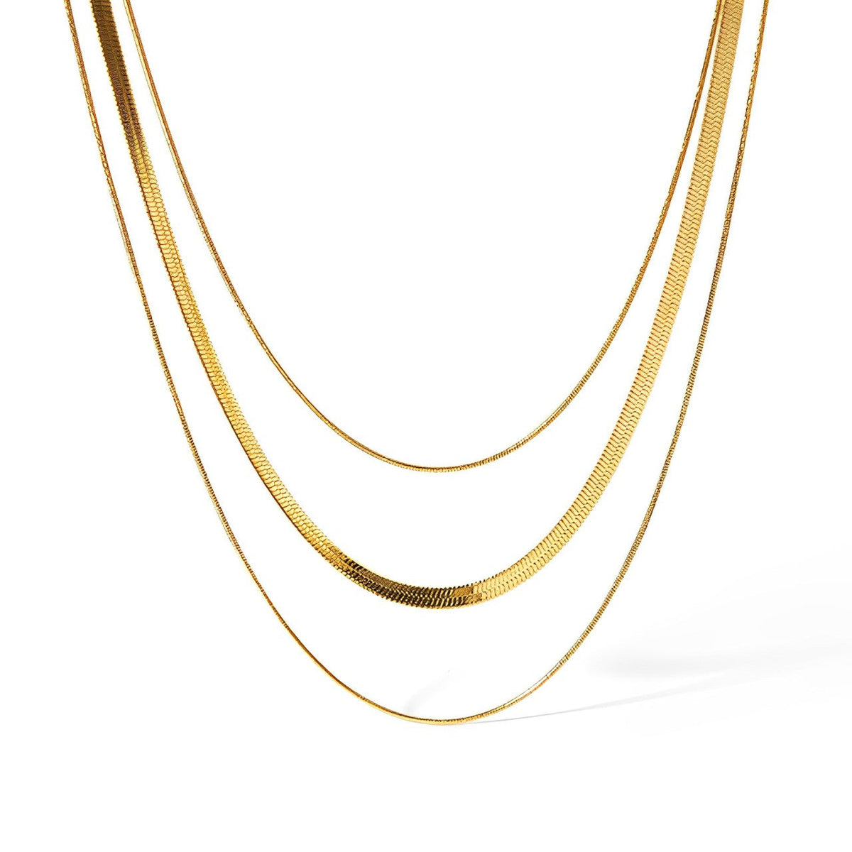 Collier Mixte en Maille et Queue de Rat (Plaqué Or)