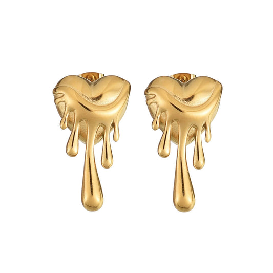 Boucles d'oreilles Cœur Fondu (Plaquées Or)
