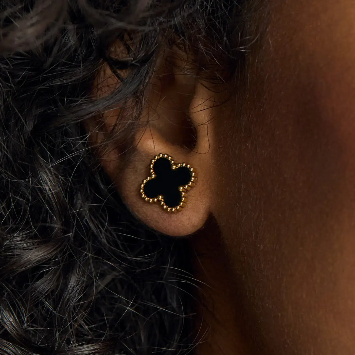 Boucles d'Oreilles Vintage Trèfle (Plaqué Or)