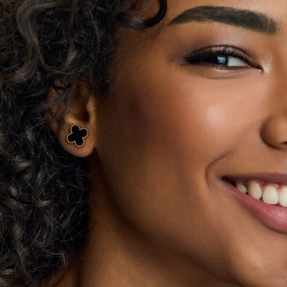 Boucles d'Oreilles Vintage Trèfle (Plaqué Or)