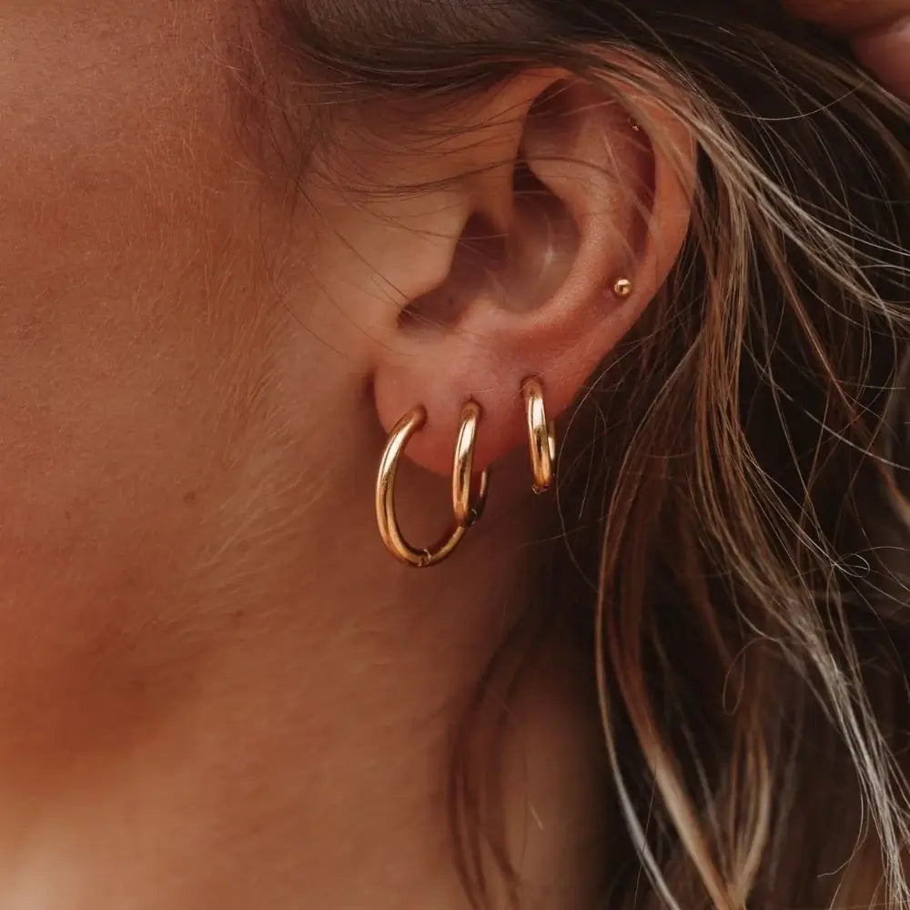 Boucles d'oreilles créoles trio (Plaqué Or)