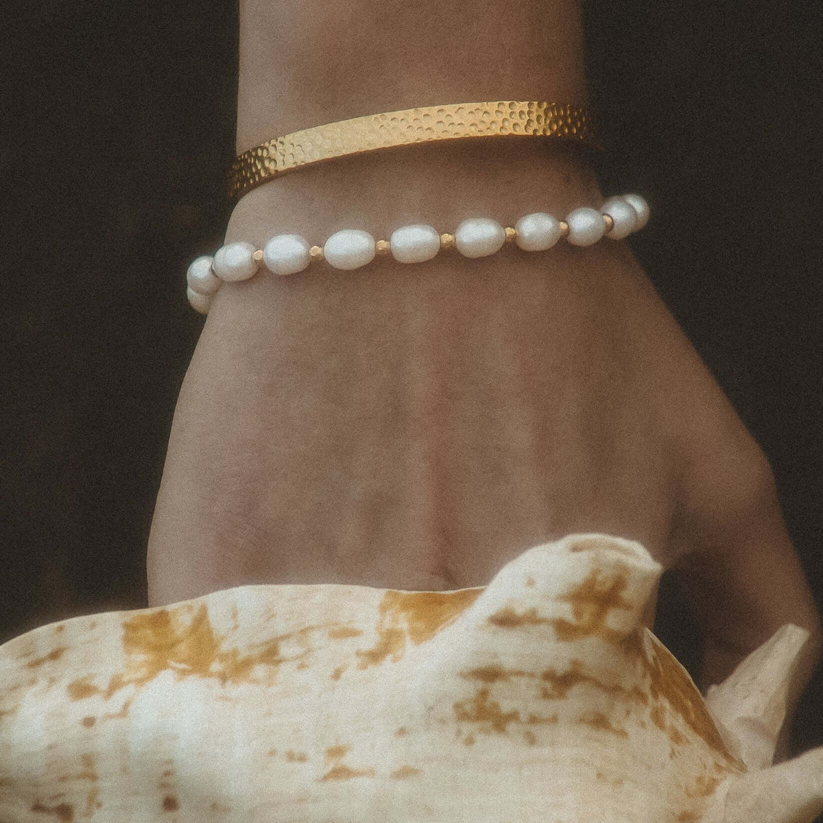 Bracelet Classique en Perles Naturelles (Plaqué Or)