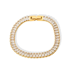 Bracelet Riviera avec Zirconium Baguette (Plaqué Or)