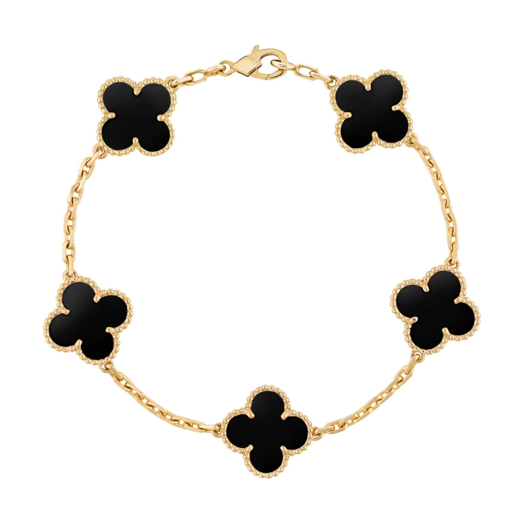 Bracelet Vintage 5 Trèfles (Plaqué Or)
