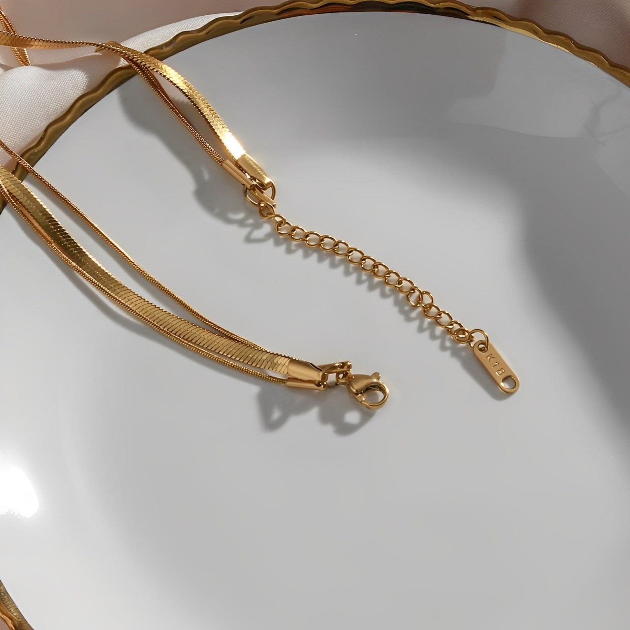 Collier Mixte en Maille et Queue de Rat (Plaqué Or)