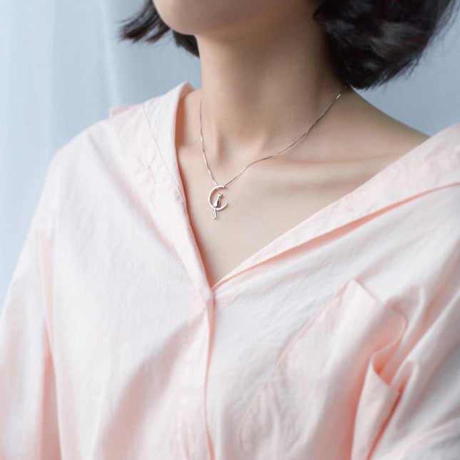 Collier Chat Lune (Argent 925)
